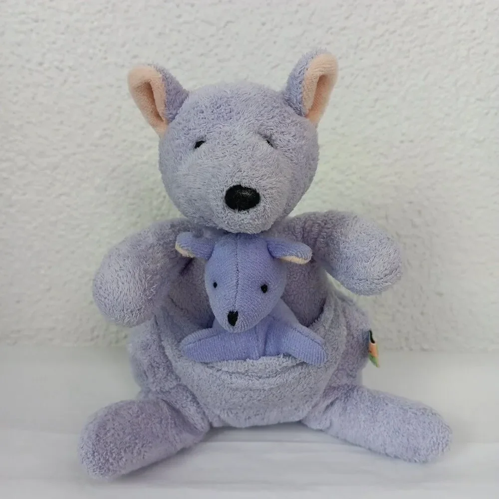 Baby Vintage Carter's John Lennon Purple Kangaroo & Joey Plush Rattle Toy